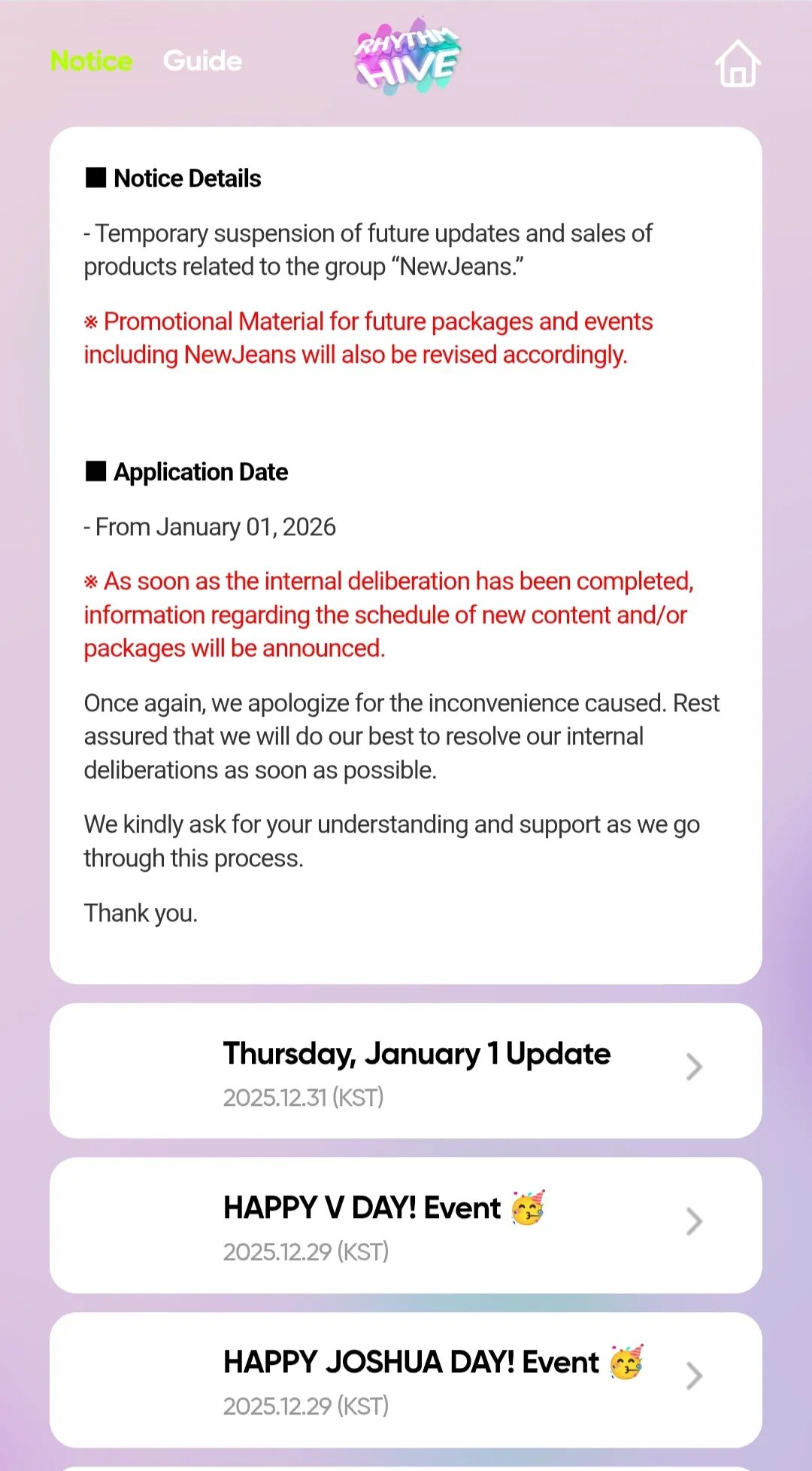Rhythm Hive Notice 2